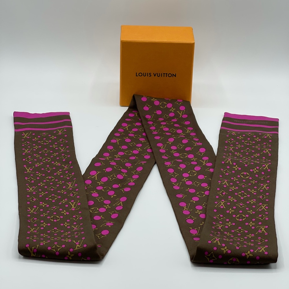 Louis Vuitton Perforated Dots Bandeau Neckerchief Scarf Chocker Twilly Wrap Rare - Picture 16 of 16